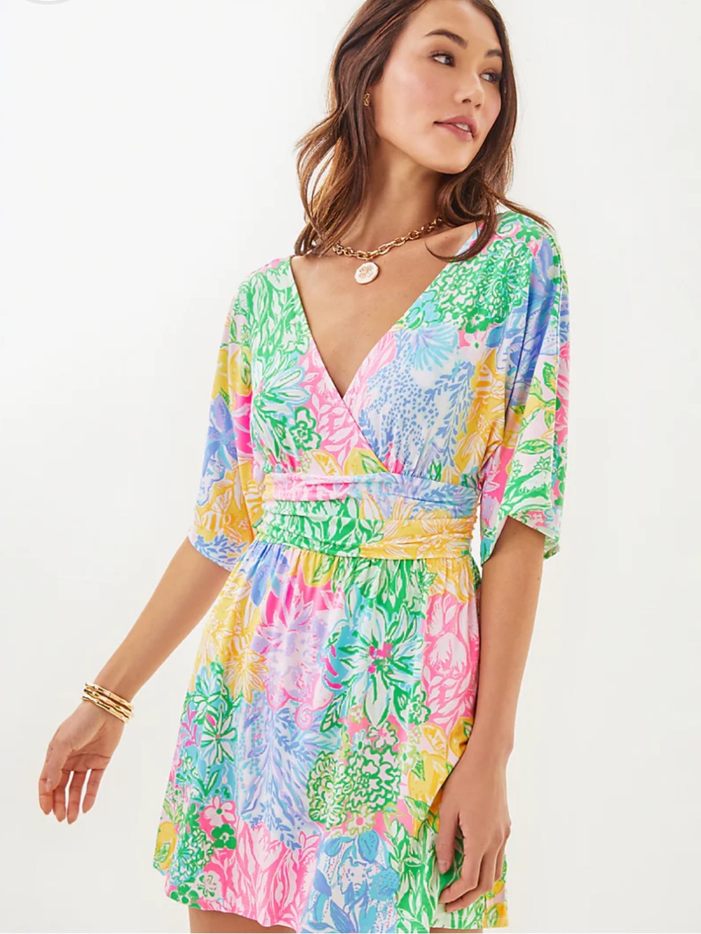 Lilly Pulitzer PARIGI KNIT SKORT ROMPER, MULTI BRIGHT DELIGHT PATCH Small